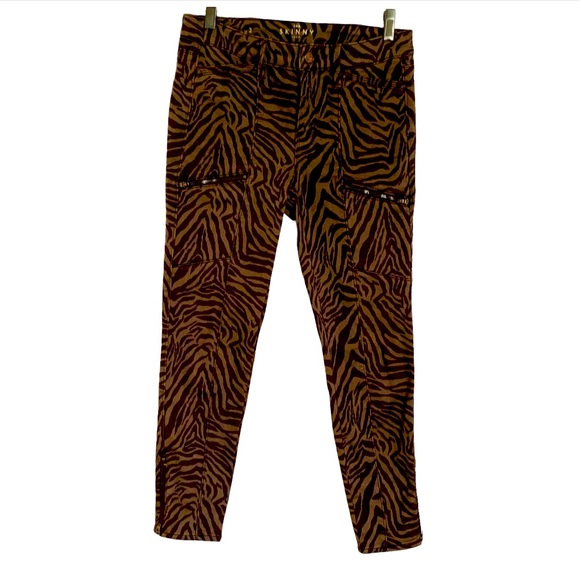 White House Black Market The Skinny Crop Mid Rise Chocolate Zebra Jeans … - Picture 1 of 14